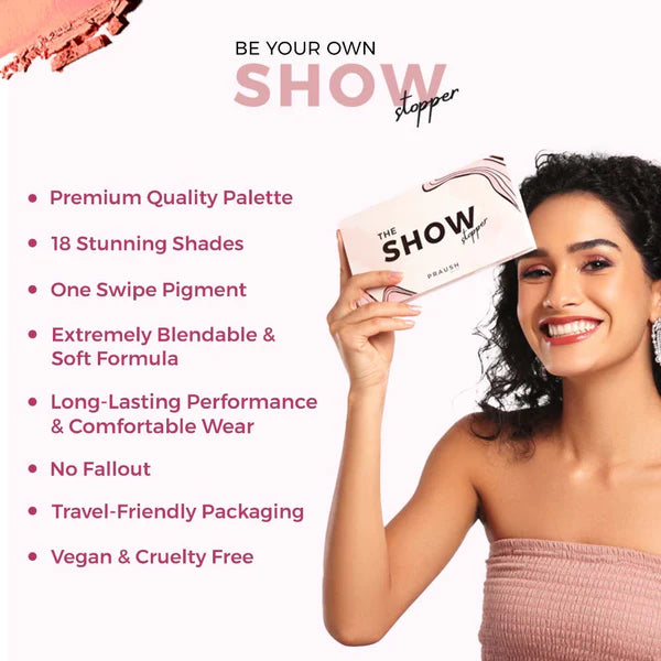 Praush - The Showstopper Eyeshadow Palette With 18 Pigmented Shades & No Fallout