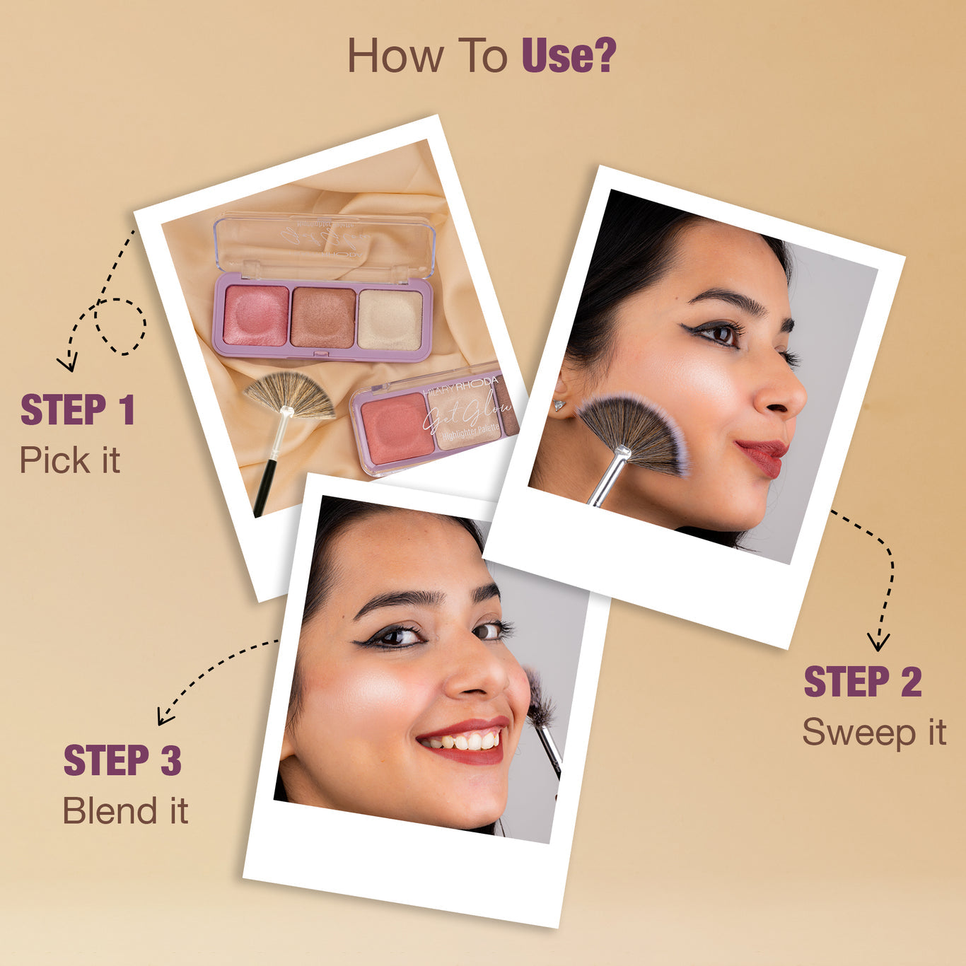 Get Glow Highlighter Palette Ultra Blendable Shades | Long-Lasting Formula | Highly Pigmented | Shimmer Finish | Weightless Feel | Illuminating Glow  Color: Shade 01
