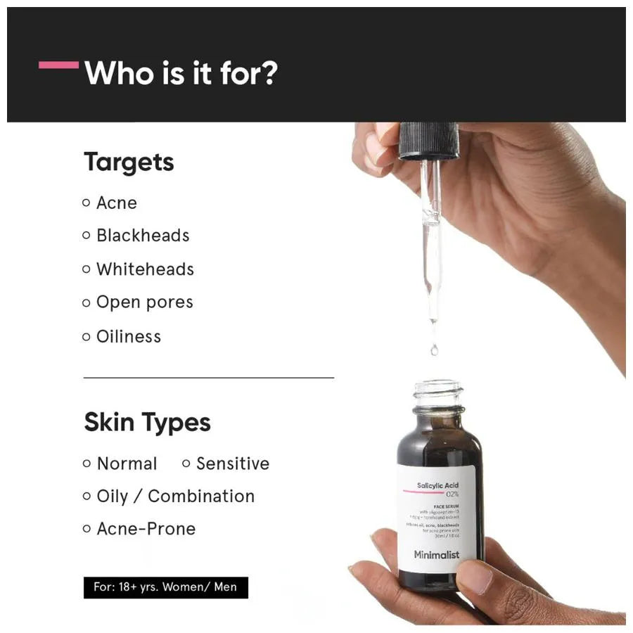 Minimalist Salicylic Acid 02% Face Serum Reduces Acne Blackheads 30ml