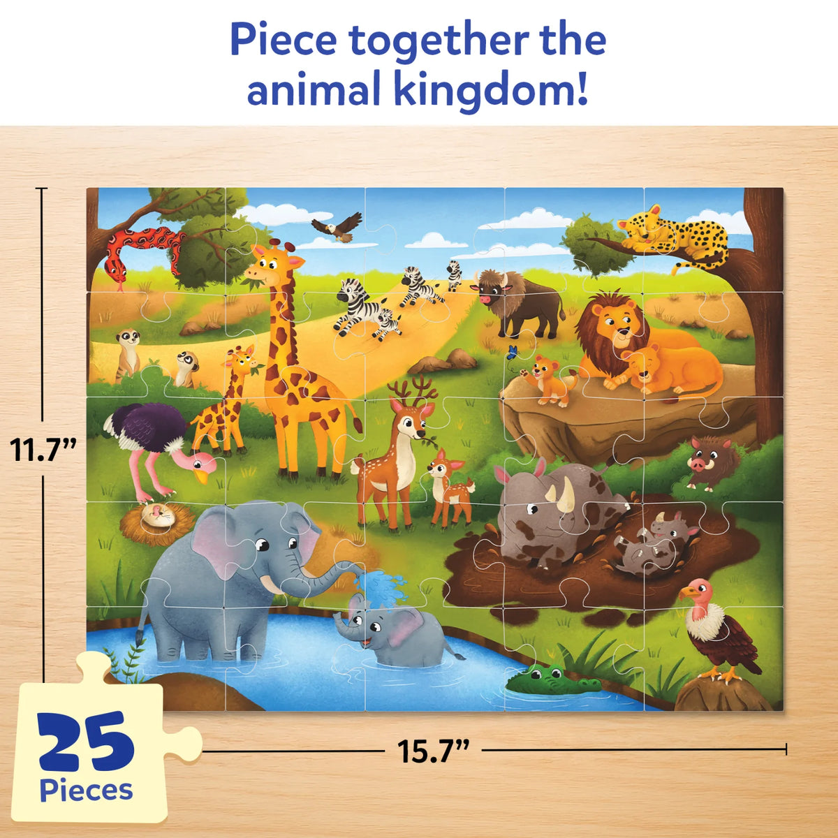 Skillmatics Puzzle & Learn: Wild Animals | 25-Piece Jigsaw Puzzle with 6 Learning Boards (ages 3-7)