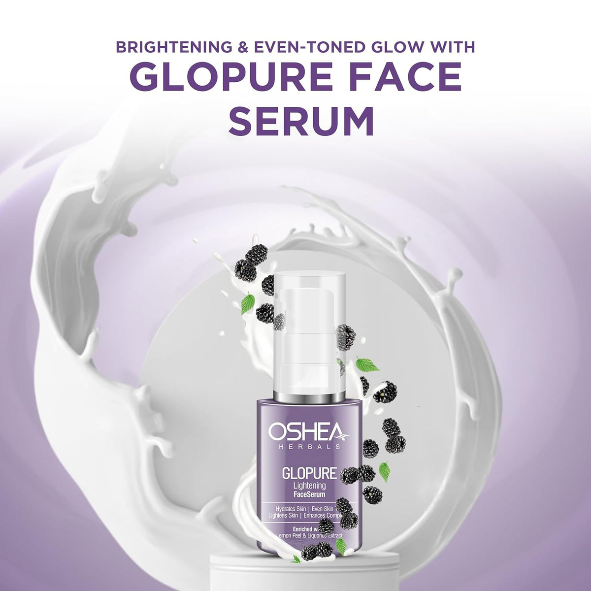 Oshea Herbals Glopure Brightening Face Serum for Men & Women | Reduces Darkspots & Pigmentations | Boosts Hydration & Natural Glow | Enriched with Lemon Peel &