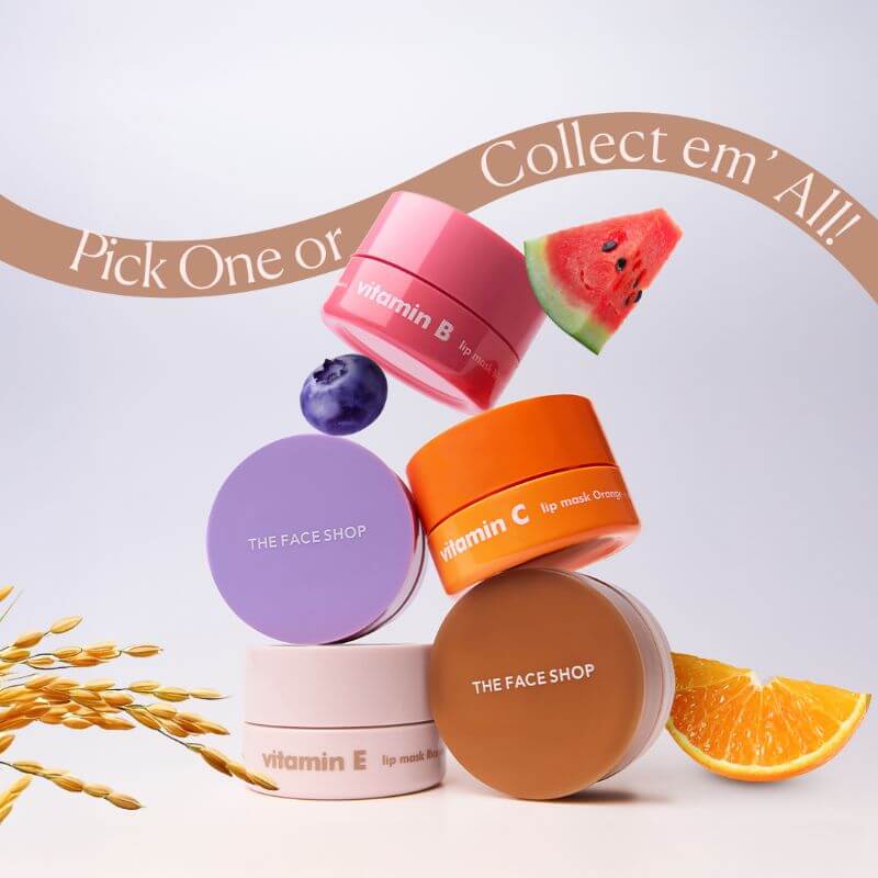 The Face Shop Vitamin E Rice Lip Mask 14g With Free Sushi Pouch