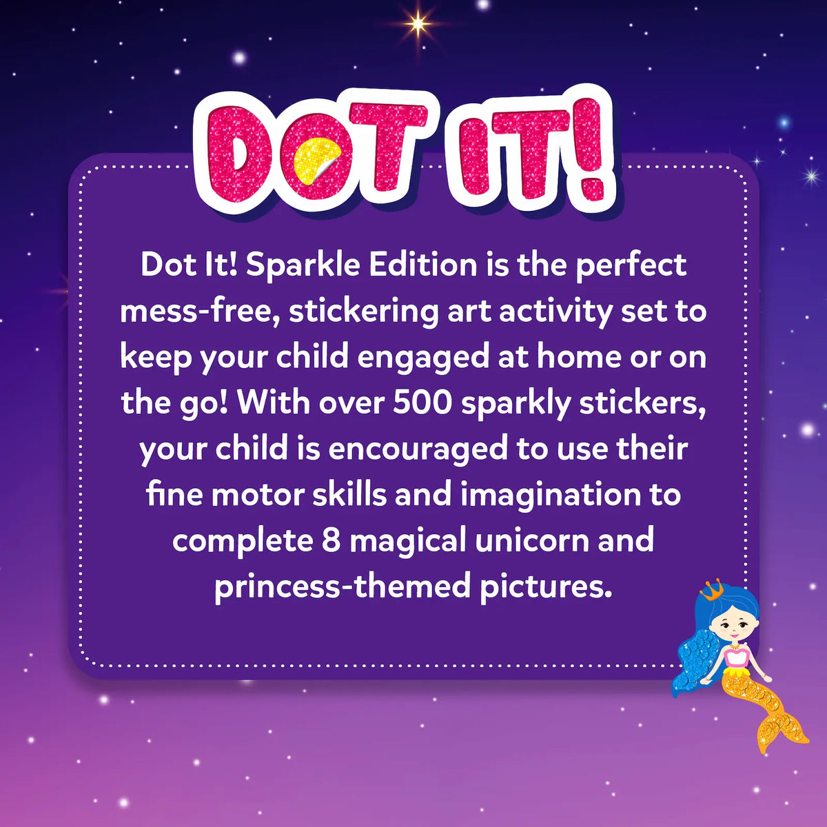 Skillmatics Dot it! Sparkle Edition - Unicorns & Princesses | No mess sticker art (ages 3-7)