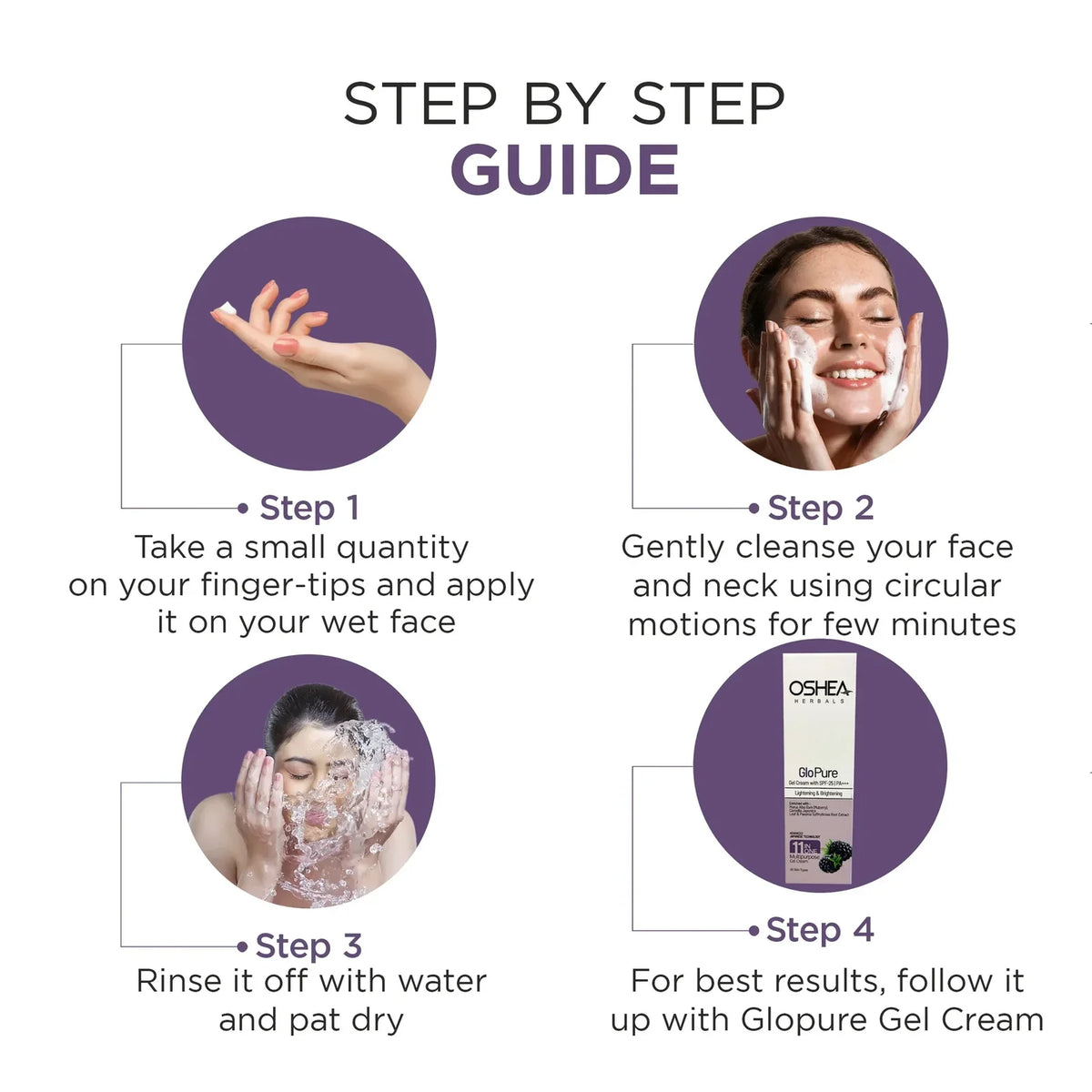 Oshea Herbals Glopure Lightening and Brightening Foaming Cleanser 3 in One Deep Cleansing,Lighten and Brighten,Gentle Exfoliation All Skin Types 100ml
