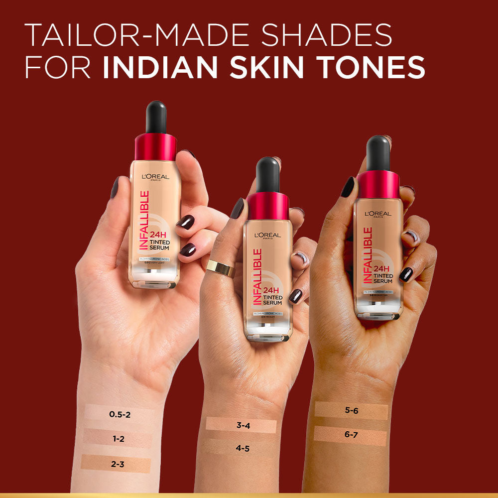 L’Oreal Paris Infallible 24H Tinted Serum Foundation, Lightweight, Dewy & Radiant - Medium (30ml)