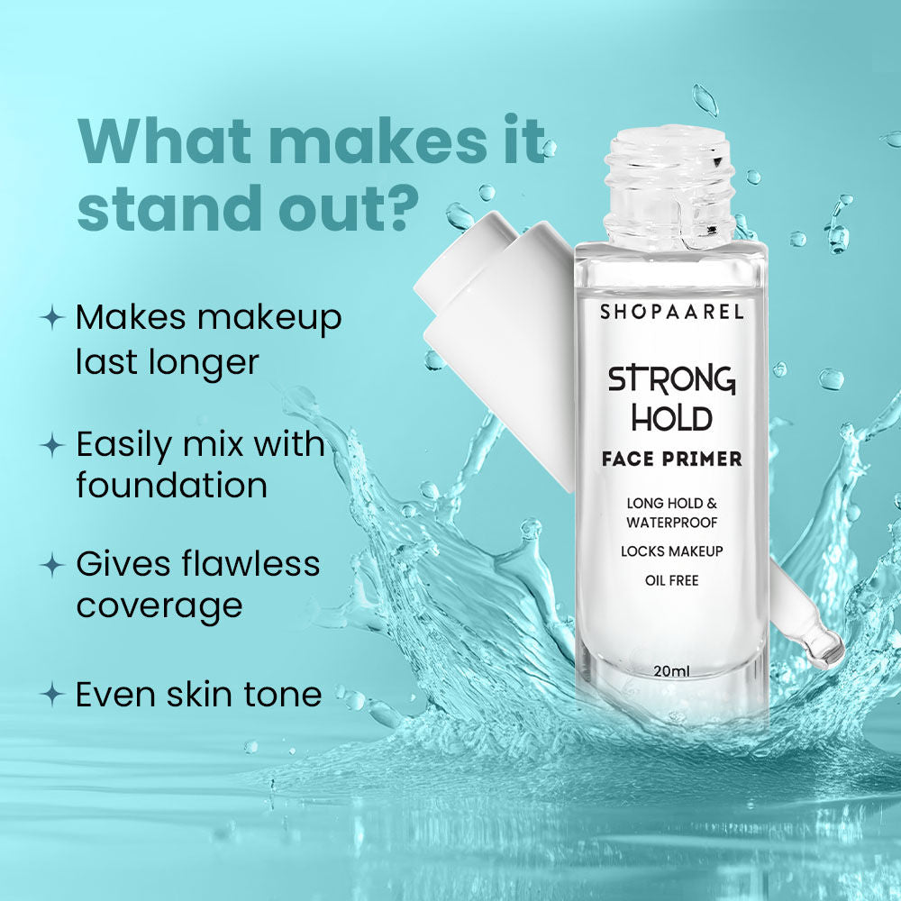 Shopaarel Strong Hold Face Primer Long Hold & Waterproof, Locks Makeup Oil Free - Clear Shade (20ml)
