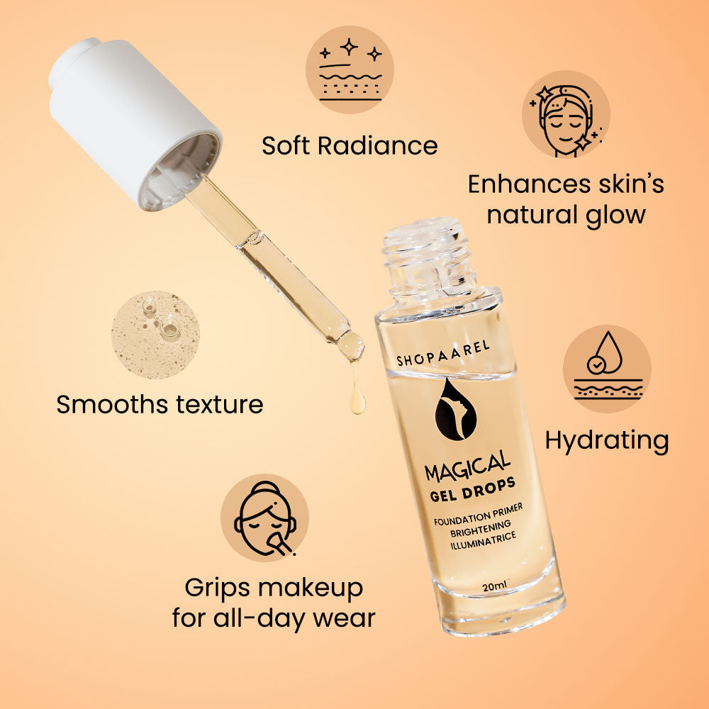 Shopaarel Magical Gel Drops, Face Primer, Soft Radiance, Luminous Finish - Clear (20ml)