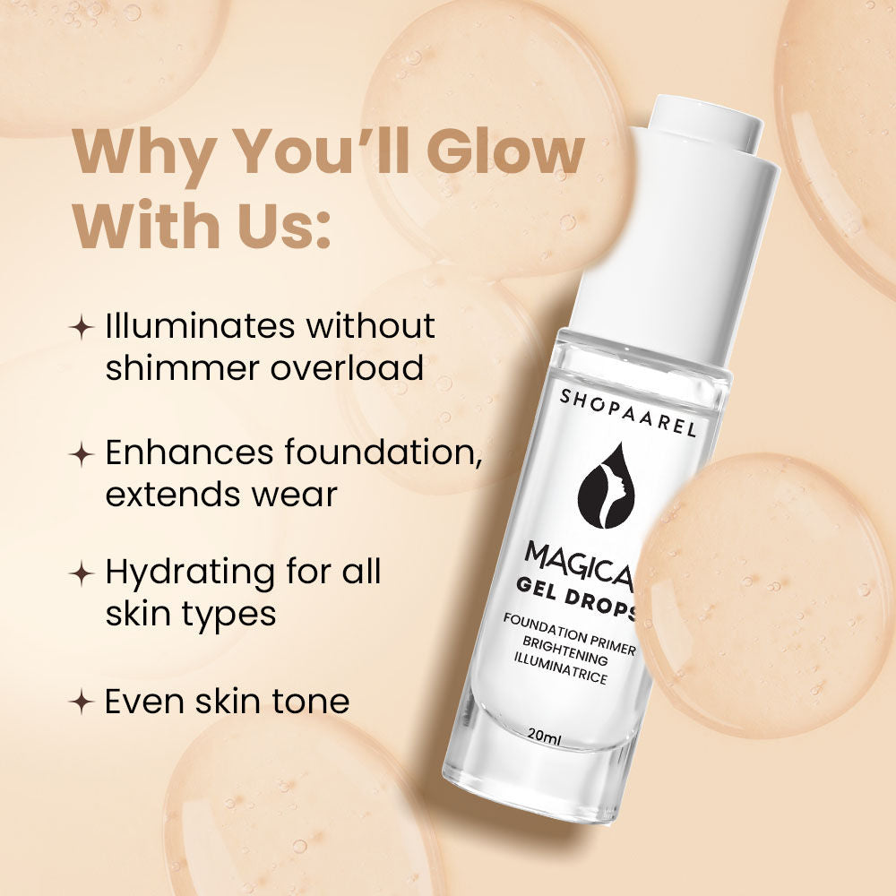 Shopaarel Magical Gel Drops, Face Primer, Soft Radiance, Luminous Finish - Clear (20ml)