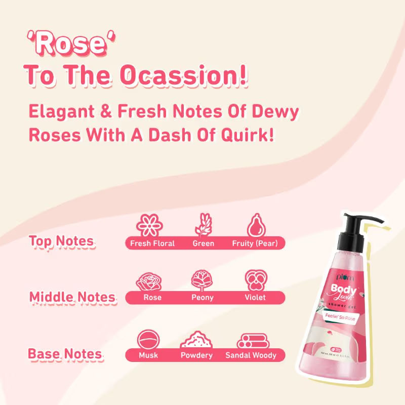 Plum BodyLovin' Feelin' So Rose Shower Gel - Musky Rose SLS-Free Body Wash (240ml)