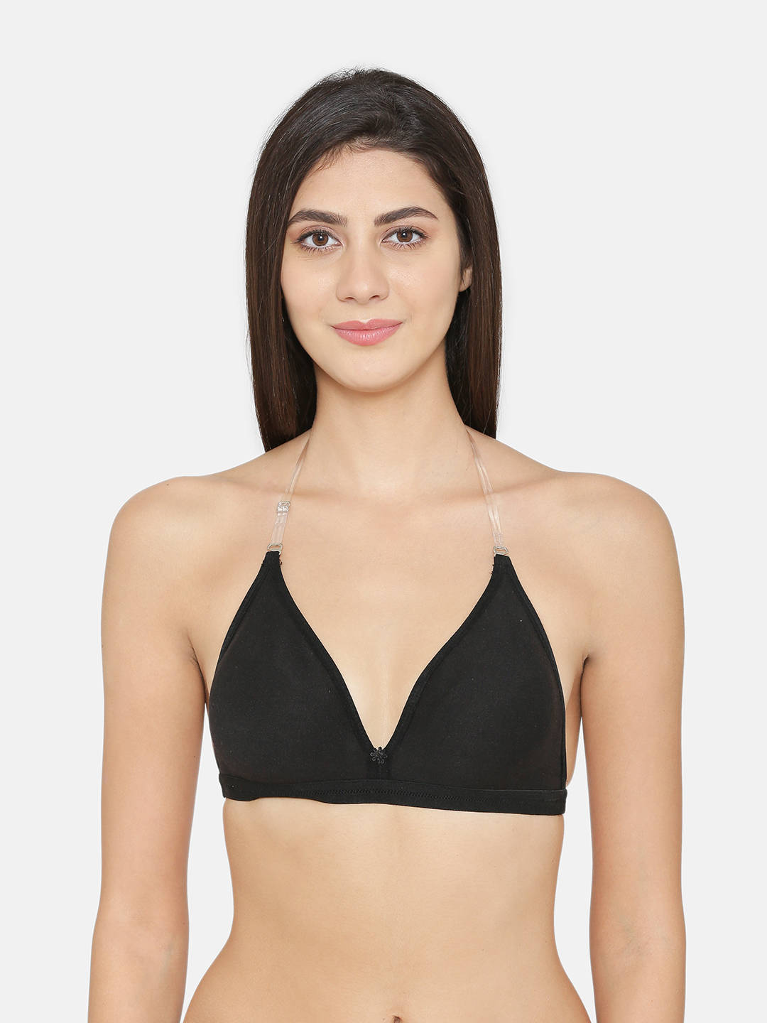Abelino Black Transparent Back Non padded T-shirt Bra - Black (28B) · 28B