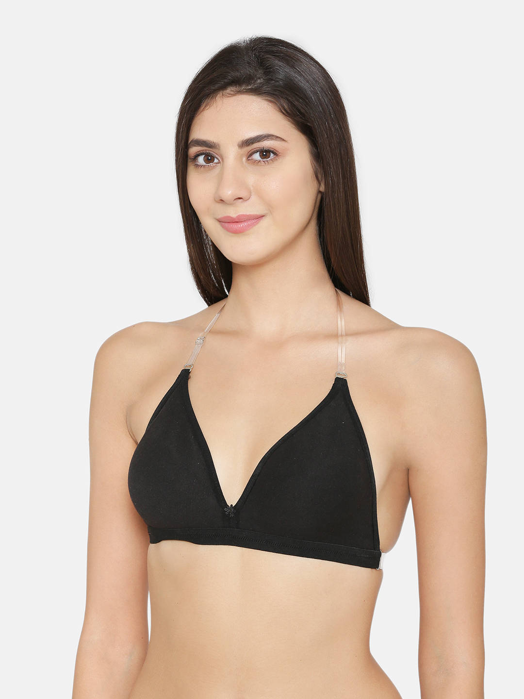 Abelino Black Transparent Back Non padded T-shirt Bra - Black (28B) · 28B
