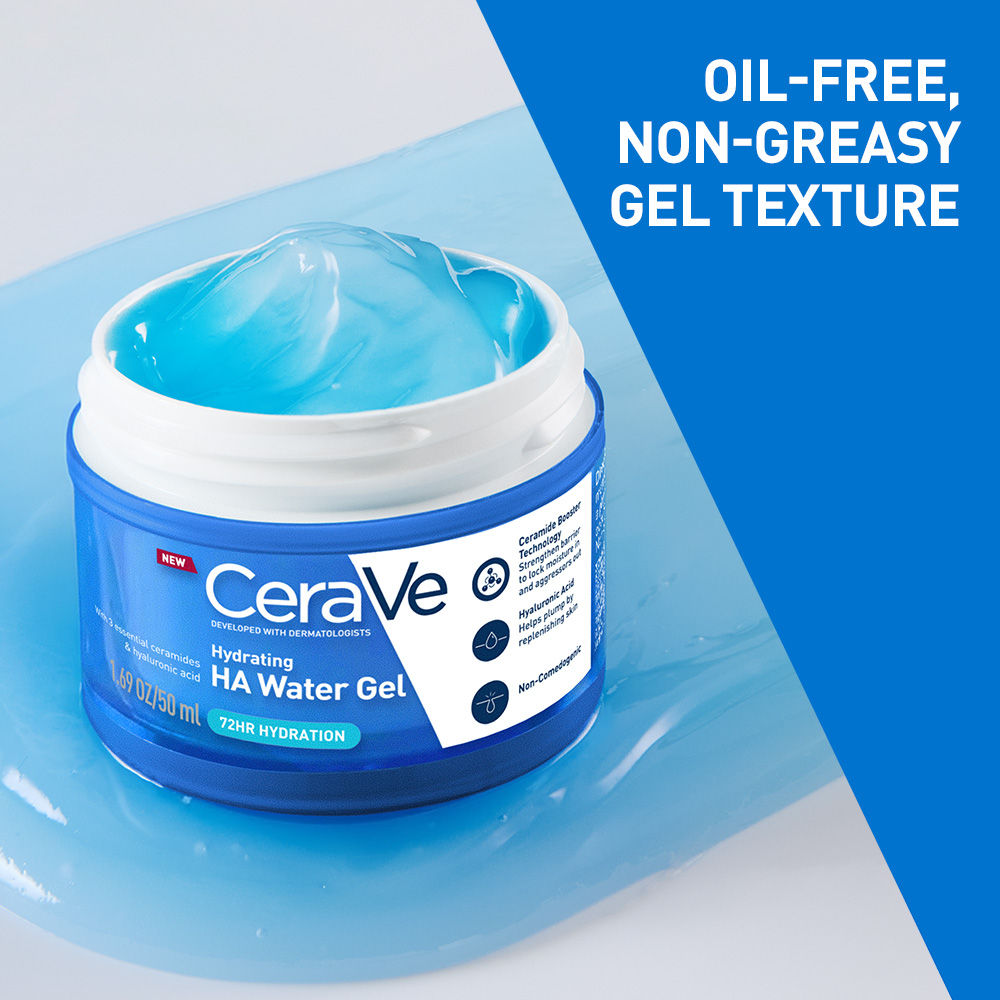 CeraVe HA Water Gel Oil-Free Face Moisturizer with Hyaluronic Acid & Ceramides for Plumpy Hydration (50ml)