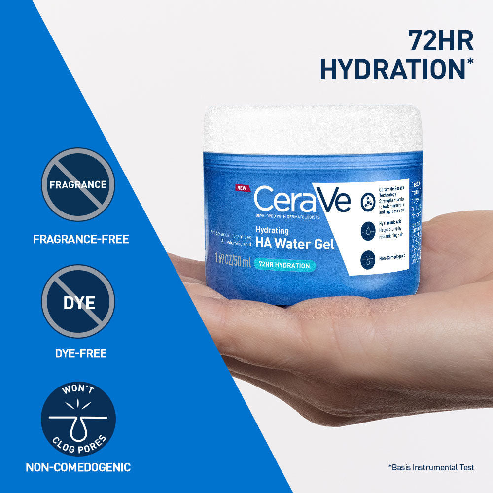CeraVe HA Water Gel Oil-Free Face Moisturizer with Hyaluronic Acid & Ceramides for Plumpy Hydration (50ml)