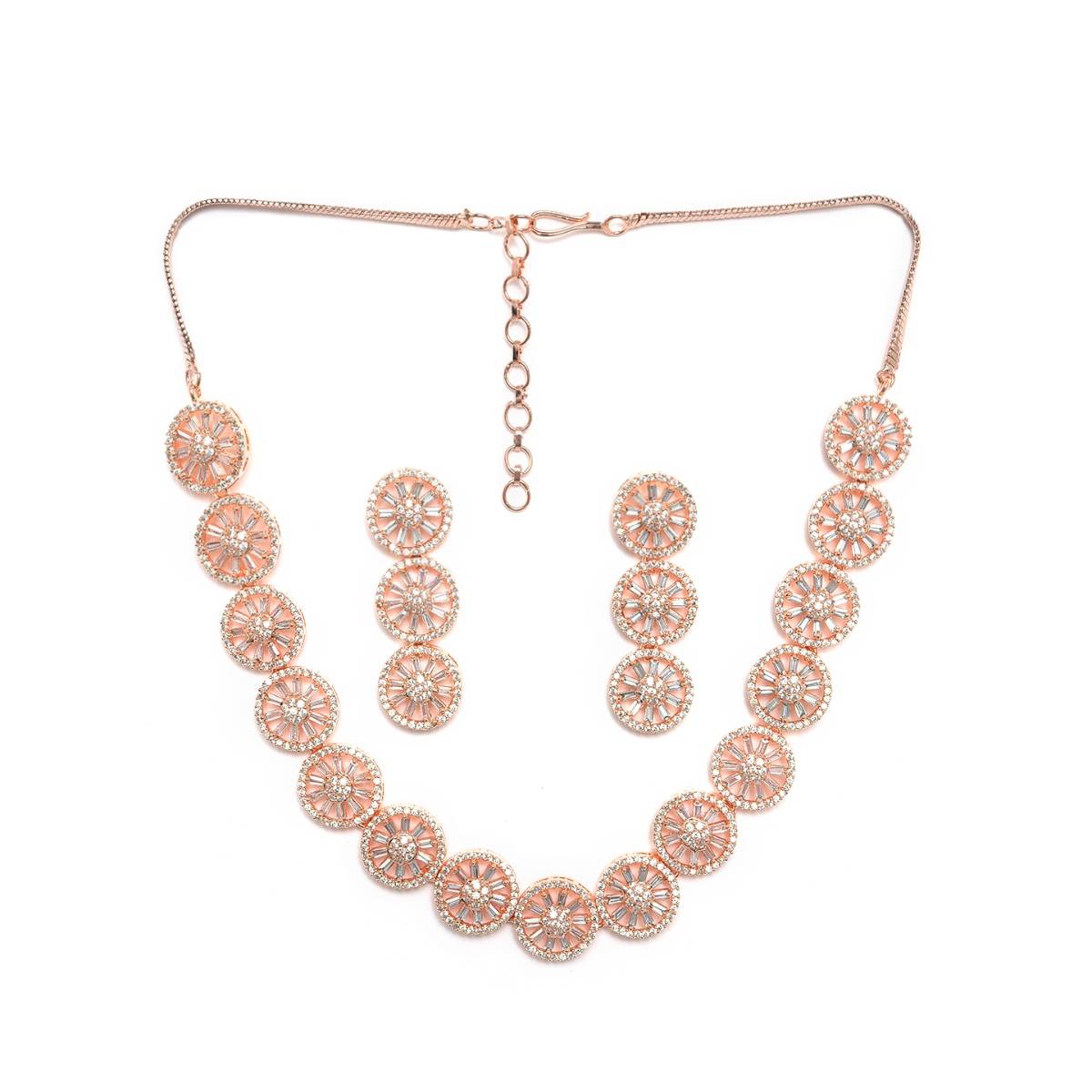 Aatmana Rose Gold Plated AD Studded Handcrafted Jewellery Set