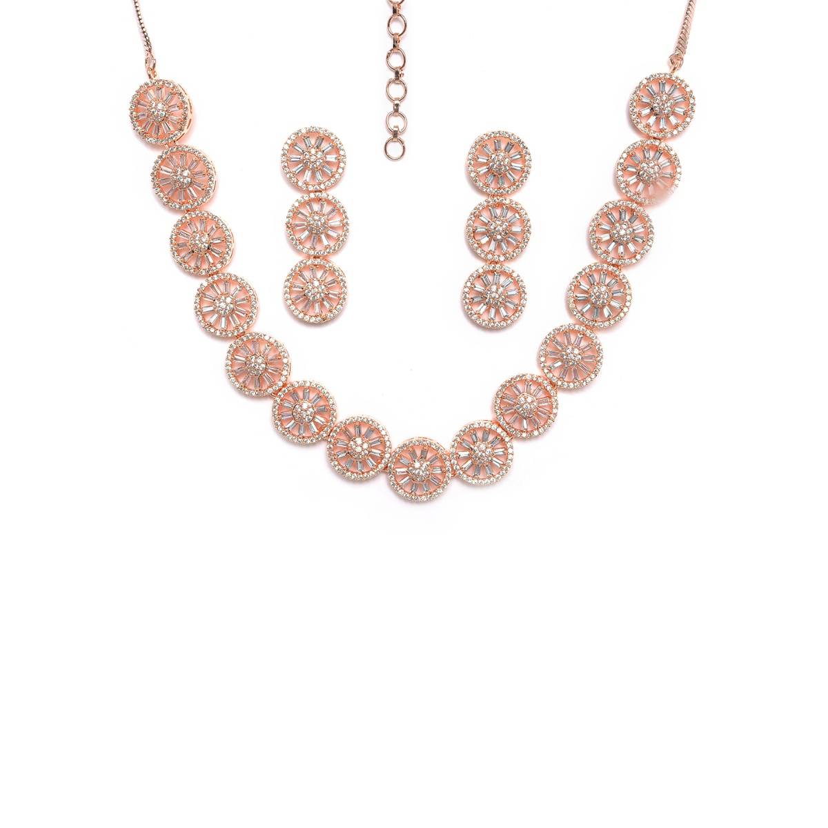 Aatmana Rose Gold Plated AD Studded Handcrafted Jewellery Set