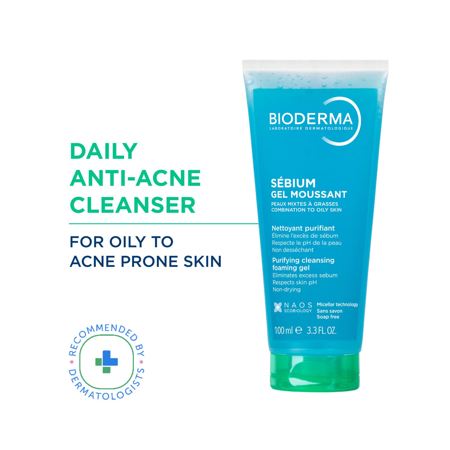 Bioderma Cleanser - Sebium Gel Moussant - Acne Defence Cleanser For Oily Acne Prone Skin (100ml)