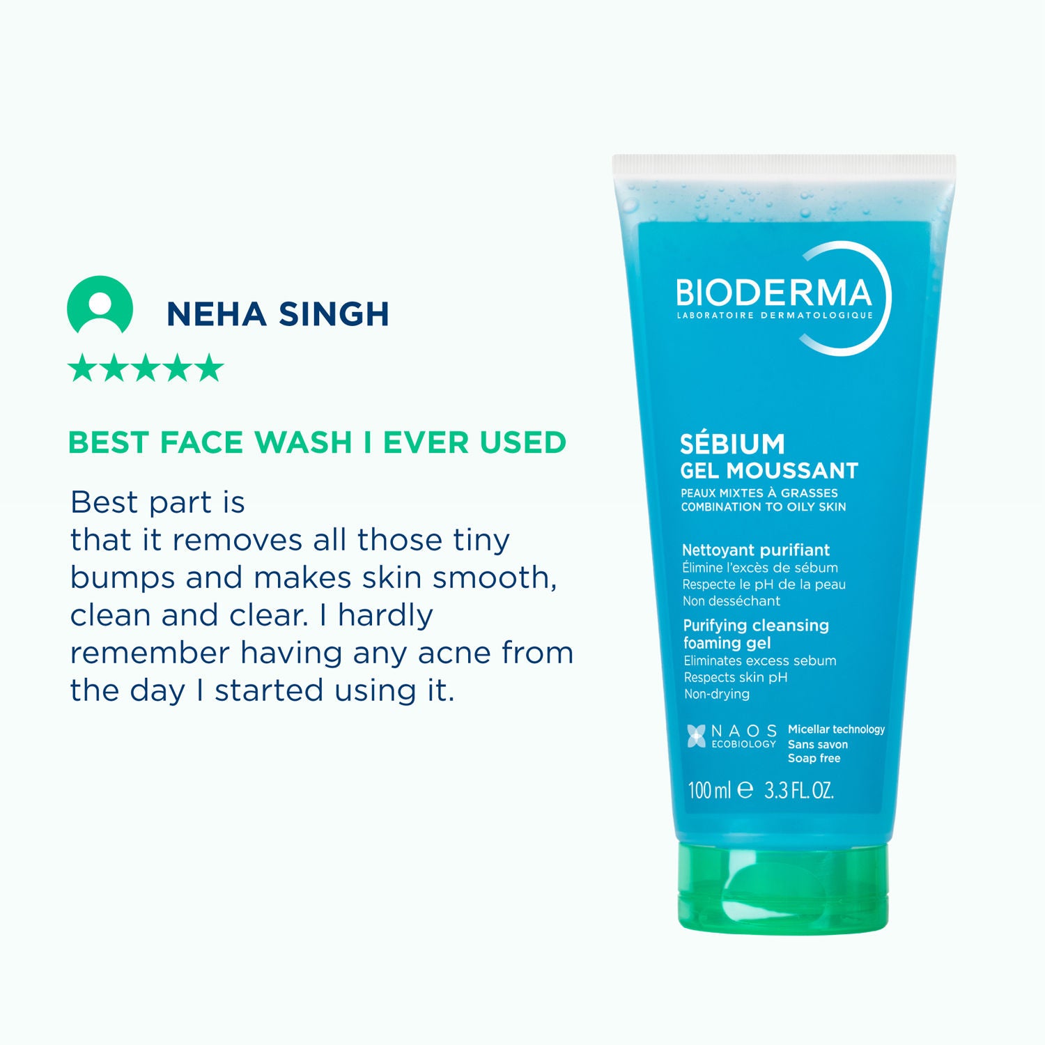 Bioderma Cleanser - Sebium Gel Moussant - Acne Defence Cleanser For Oily Acne Prone Skin (100ml)