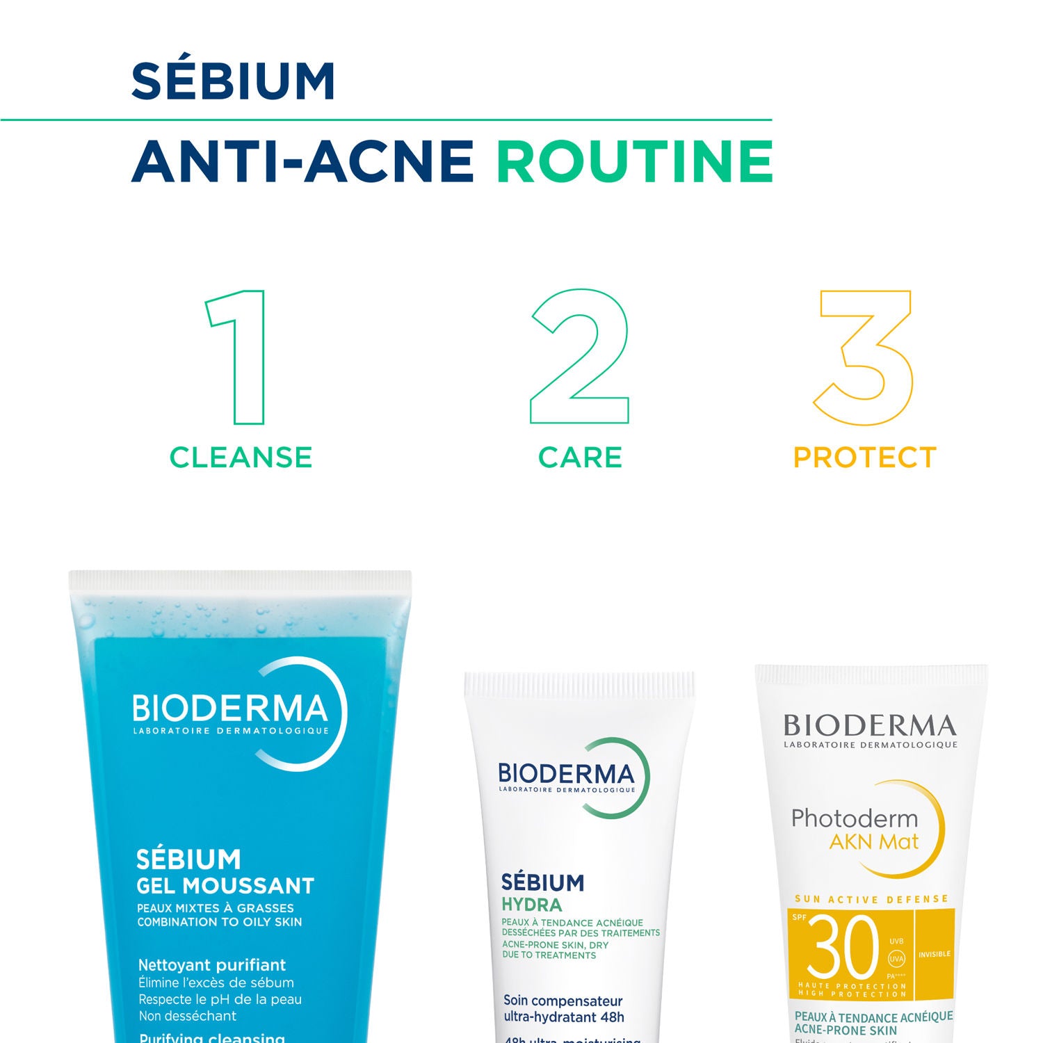Bioderma Cleanser - Sebium Gel Moussant - Acne Defence Cleanser For Oily Acne Prone Skin (100ml)