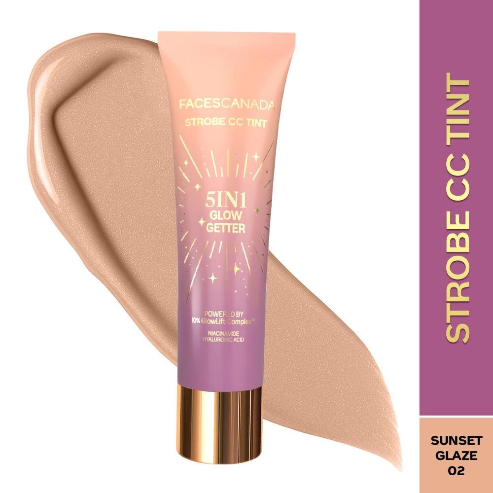 Faces Canada Strobe CC Tint - Sunset Glaze 02, 5in1 with BB & CC Cream & Highlighter (27ml)