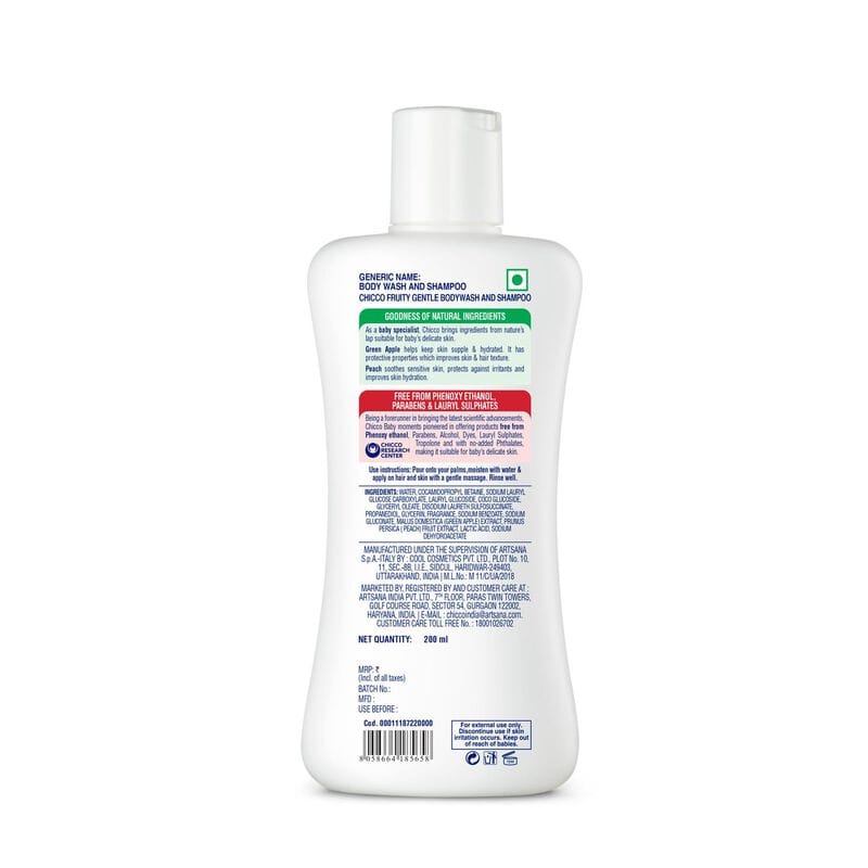 Chicco Gentle Bodywash & Shampoo Green Apple (200ml)