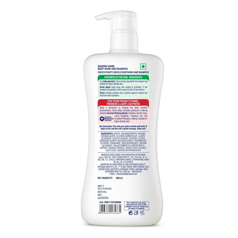 Chicco Gentle Bodywash & Shampoo Green Apple (500ml)