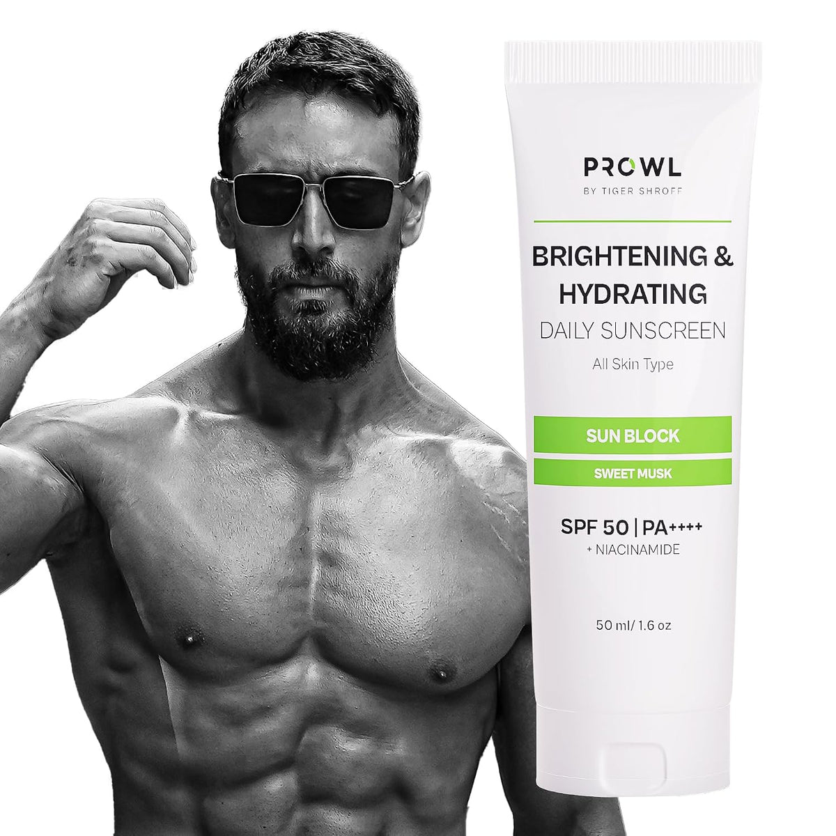 PROWL by Tiger Shroff SPF50 PA++++ Sunscreen for Men Face with Niacinamide For Dry Skin
