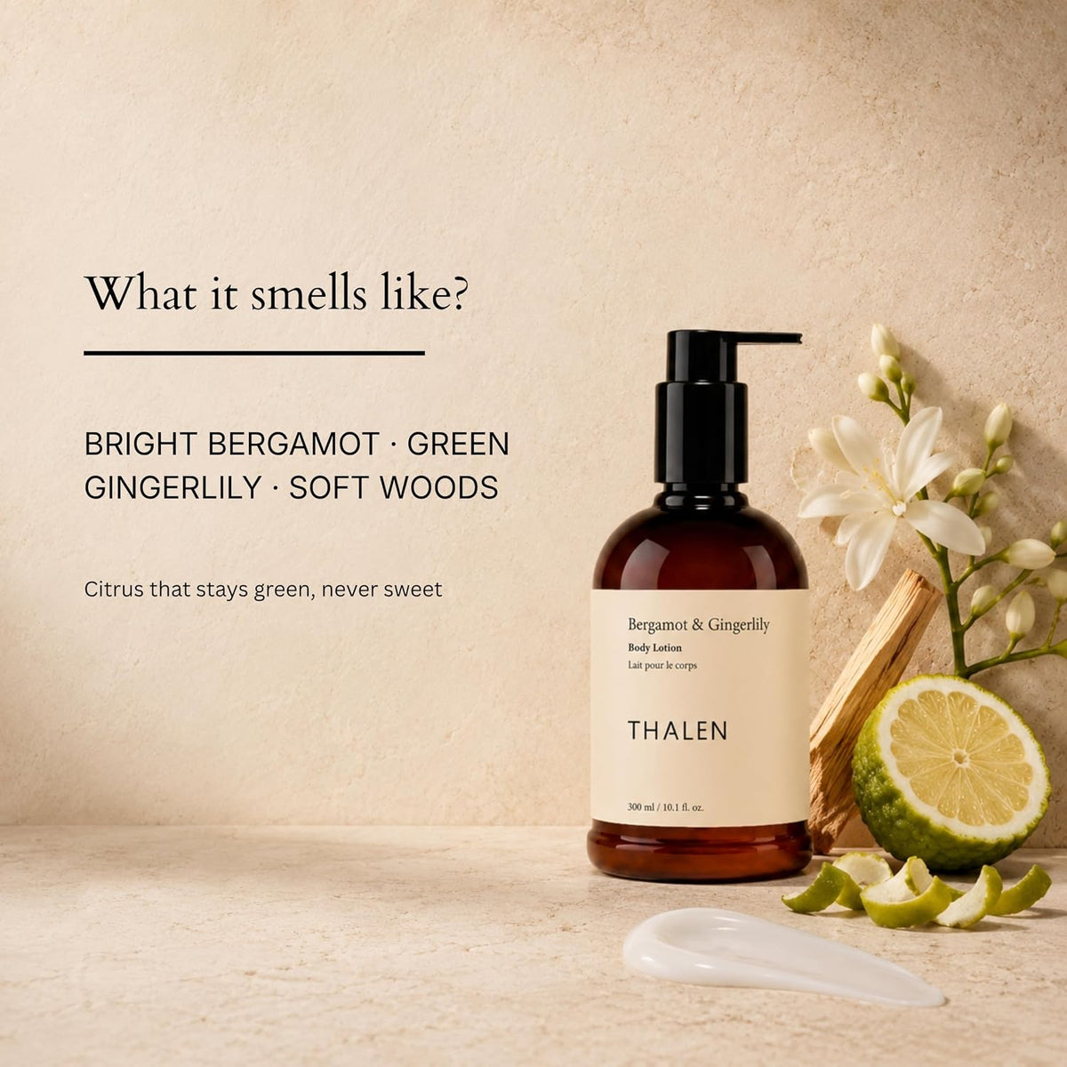 Thalen Bergamot and Gingerlily Body Lotion with Niacinamide, Kakadu Plum & Shea Butter, Daily Moisturiser for All Skin Types, Vegan, 300 ml