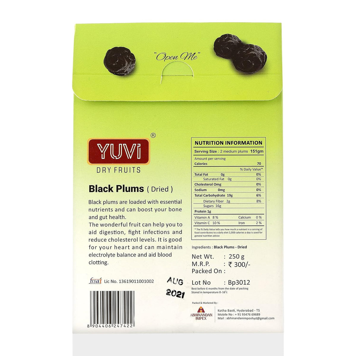 SAINIK'S Dry Fruit Mall - Start UR Day "Traditional Way" Yuvi's Dried Black Plum|Jumbo Black Plum 250 Gram(250 X 1=250 Gram) 250.0 Grams