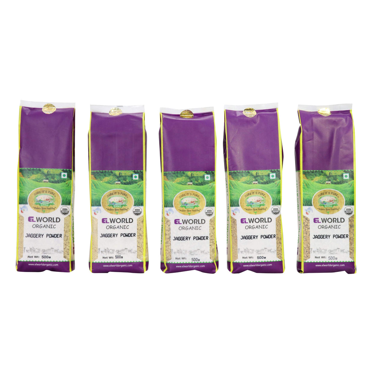Elworld Agro & Organic Food Products Jaggery Powder- 2.5kg (Pack Of 5) 500 g (Pack of 5)