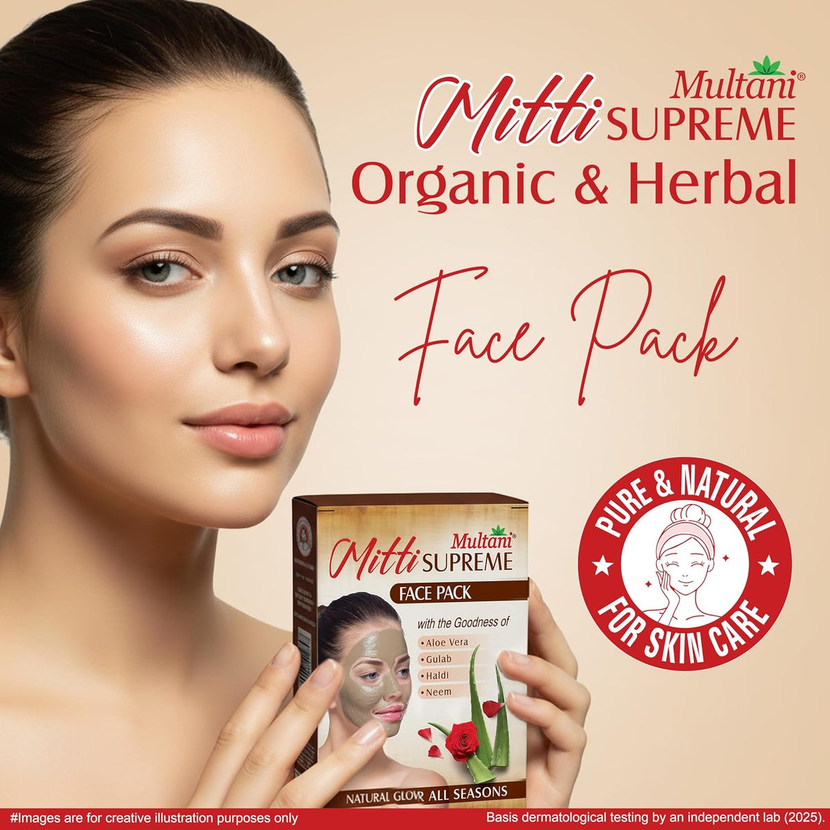 Multani Mitti Supreme Face (Pack of 3 (100gm each) | With Goodness Of Aloe Vera, Gulab, Haldi & Neem | Useful in Removing Acne,Tan & Pimples | For Glowing Skin,