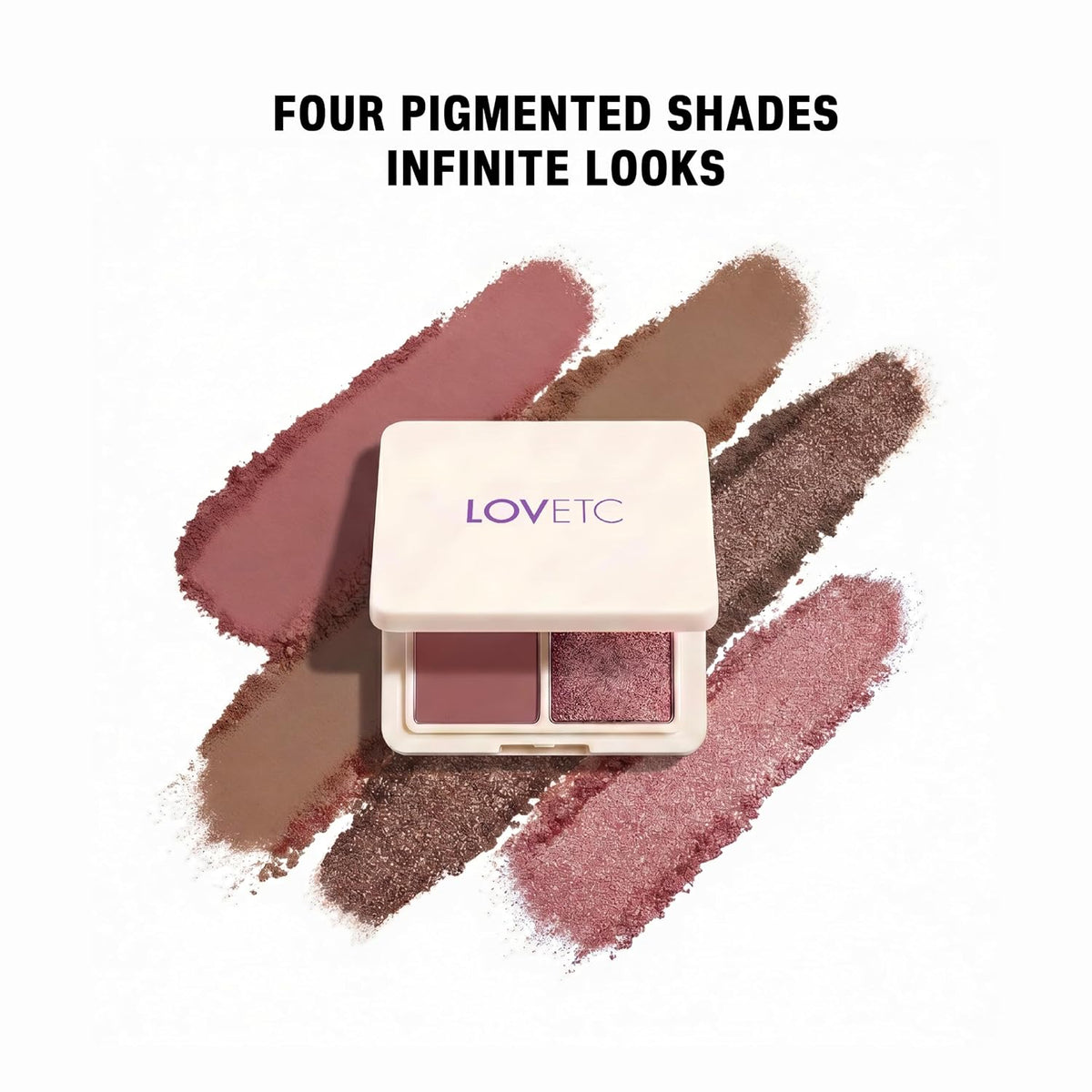 LOVETC Satin Edit 4-in-1 Eyeshadow Palette, Velvet Lights, 12-Hr Makeup Velvet Lights​