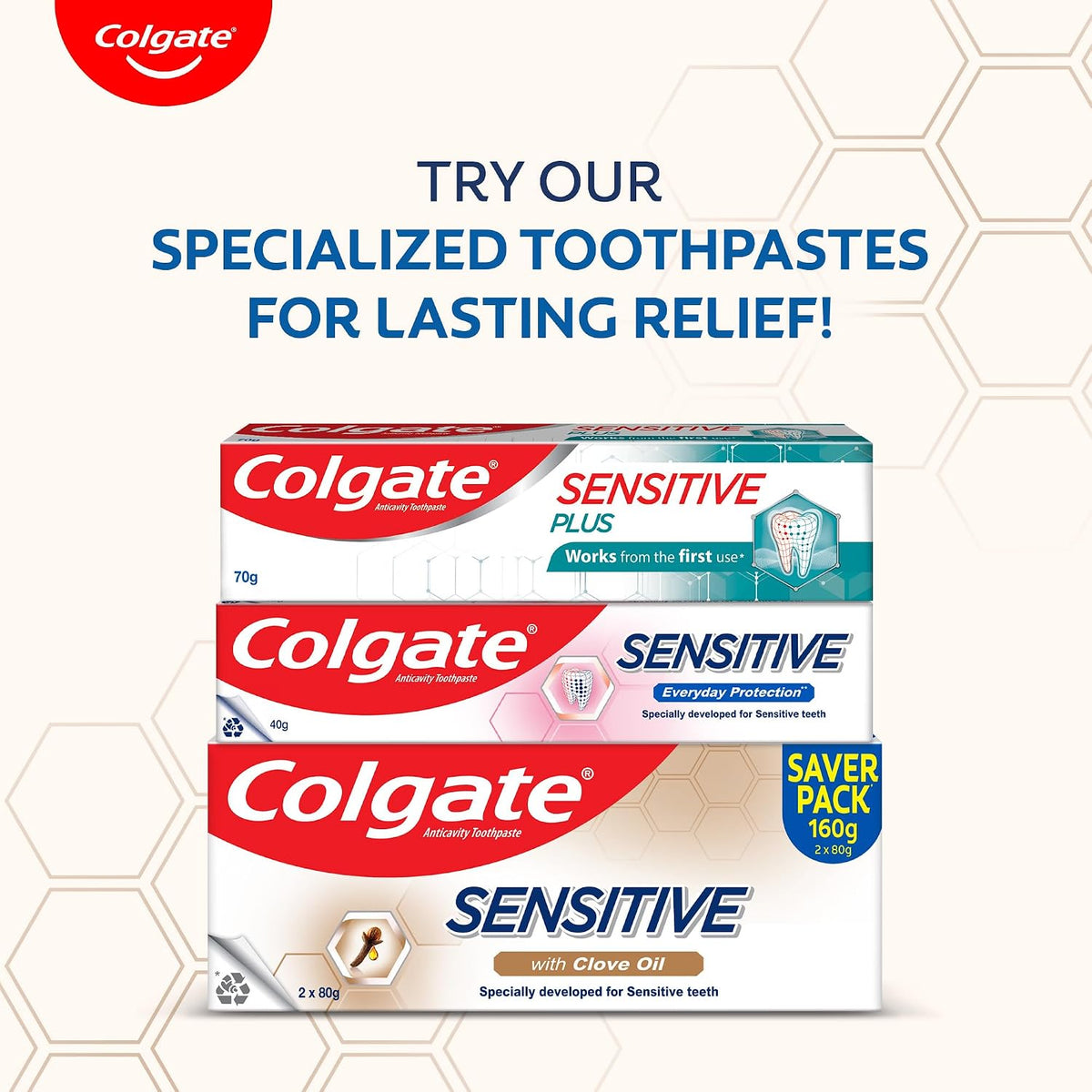 Colgate Sensitive Toothpaste with Clove Oil, for Sensitivity Relief, 160g, 160 g (Pack of 1)