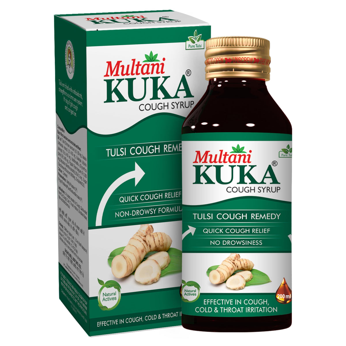 Multani Kuka Cough Syrup 200ml | Get Ayurvedic Relief from Throat Issue, Chest Congestion, All Types Of Cough & Cold | Goodness Of Tulsi, Pippali, Satpudina & O