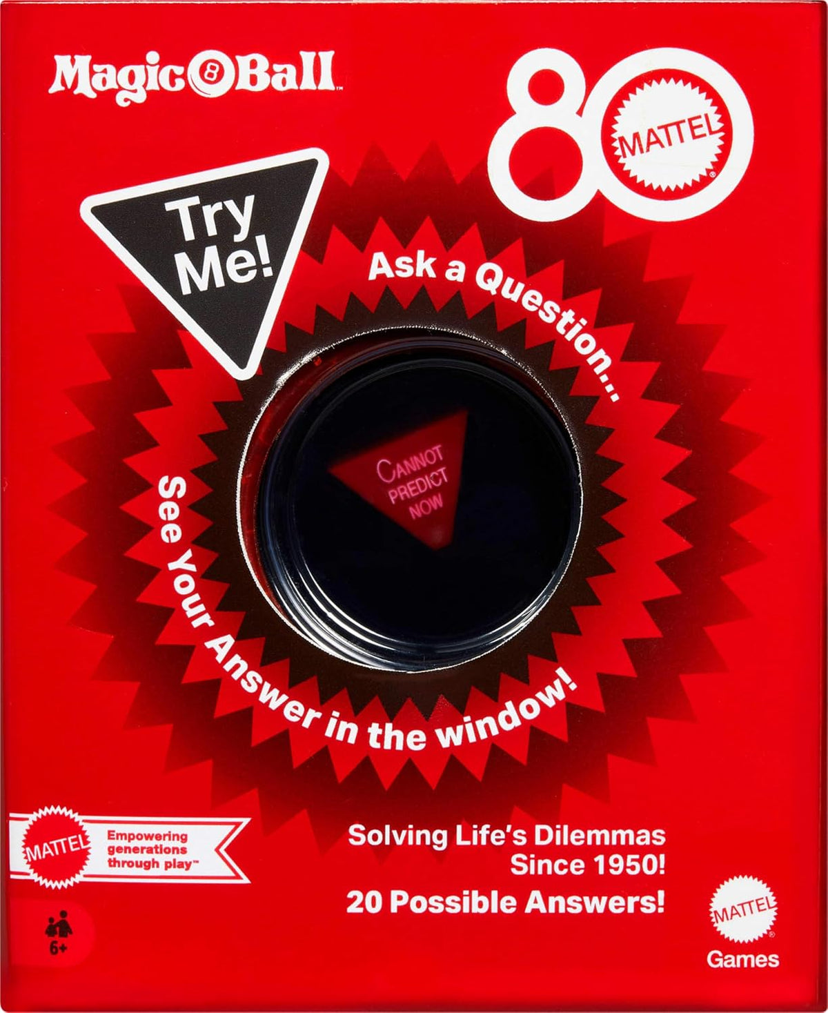 Mattel Games Magic 8 Ball Mattel 80th Anniversary Edition Novelty Game for Kids, Fortune-Telling Toy for Family Nights, Game Nights, Travel, Camping & Parties.