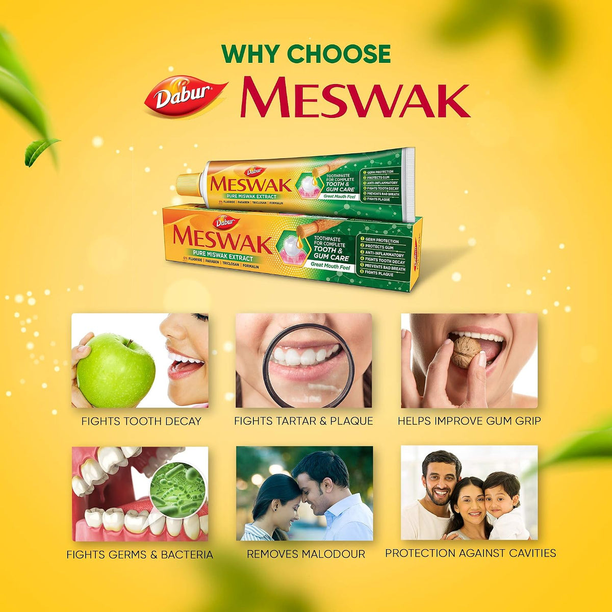 Dabur Meswak Complete Oral Care Toothpaste - 300g | For Tooth Decay Prevention, Stain Removal, Cavity Protection, Tartar Control, Gum Protection, Plaque Removal