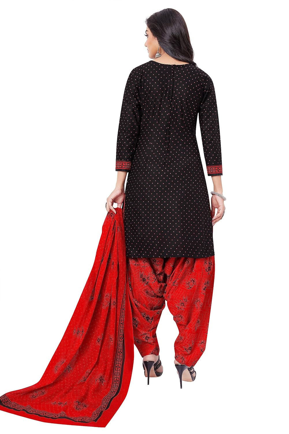 Miraan Cotton Printed Readymade Salwar Suit For Women (BANDCOLOR1711) S Black
