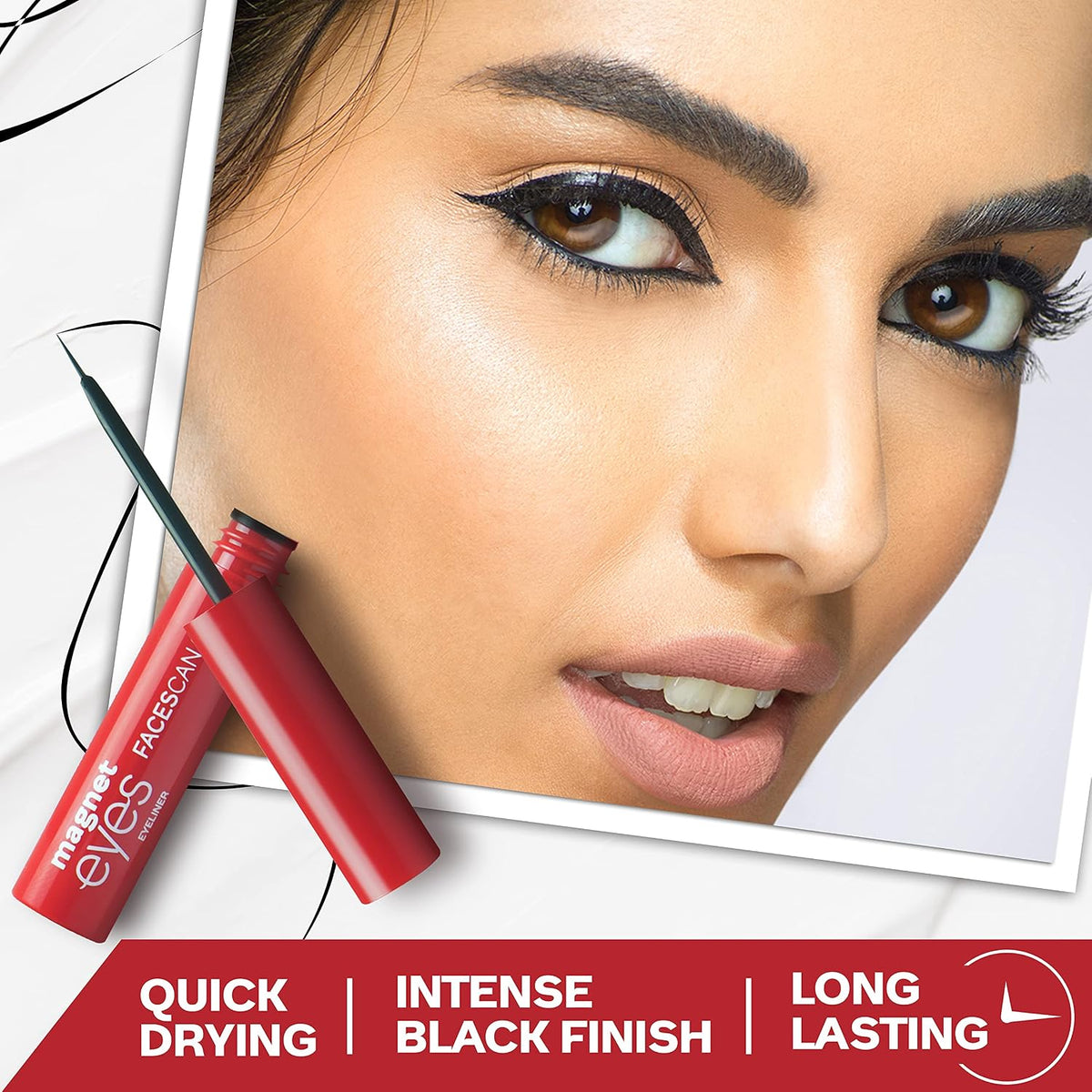 FACESCANADA Magneteyes Eyeliner Gel Black 01 3.5 Ml (Black) And Faces Magnet Eyes Kajal, 0.35G - Matte Finish