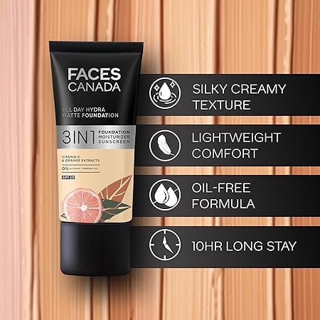 Faces - All Day Hydra Matte Foundation|3-In-1 Foundation+Moisturizer Cream+Spf 30
