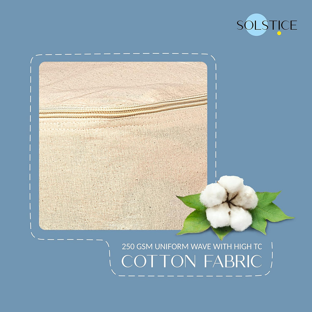 SOLSTICE Cotton Clothes Storage Box/Covers/Bags With Zip (18 X 16 X 4.5 Inch) As Wardrobe Organizer For Huge Silk Saree/Big Lehenga/Dresses/Shirts/Trousers/Gown