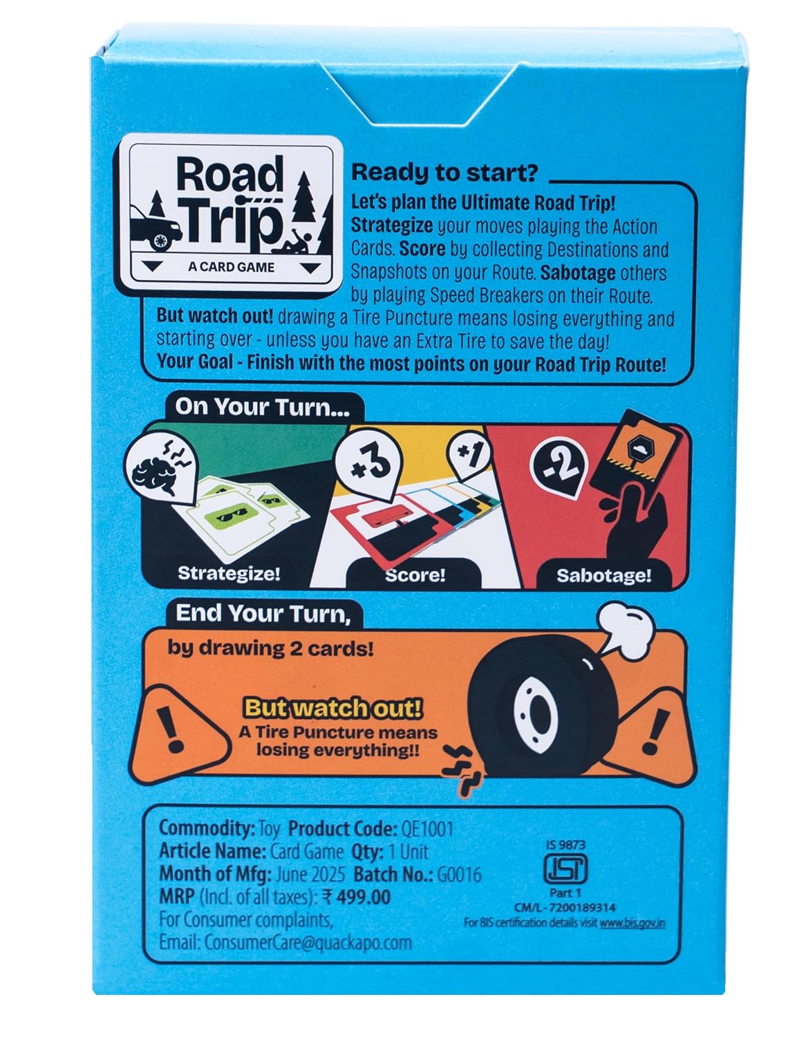 Road Trip Card Game for Kids, Adults & Families, Play at Parties, Picnics and Vacation Travel, Ages 7+, 2 to 5 Players, Perfect for Birthday, Return Gifts