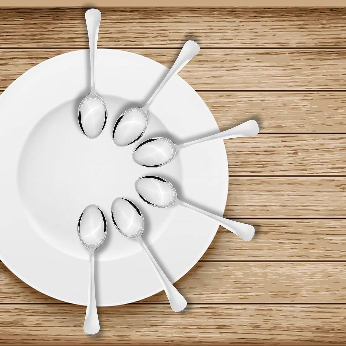 Sumeet Stainless Steel Baby/Medium Spoon Set of 6 Pc – (16cm L) (1.6mm Thick) 6 Pcs Medium