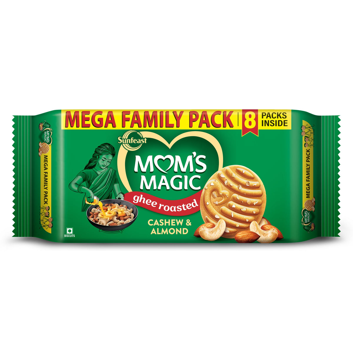 Sunfeast Mom's Magic Rich Cashew Almond Cookies | Ghee Roasted Cashew Almond | Rich Butter biscuits | Mom's Favourite Baked Cookie, 816.4G