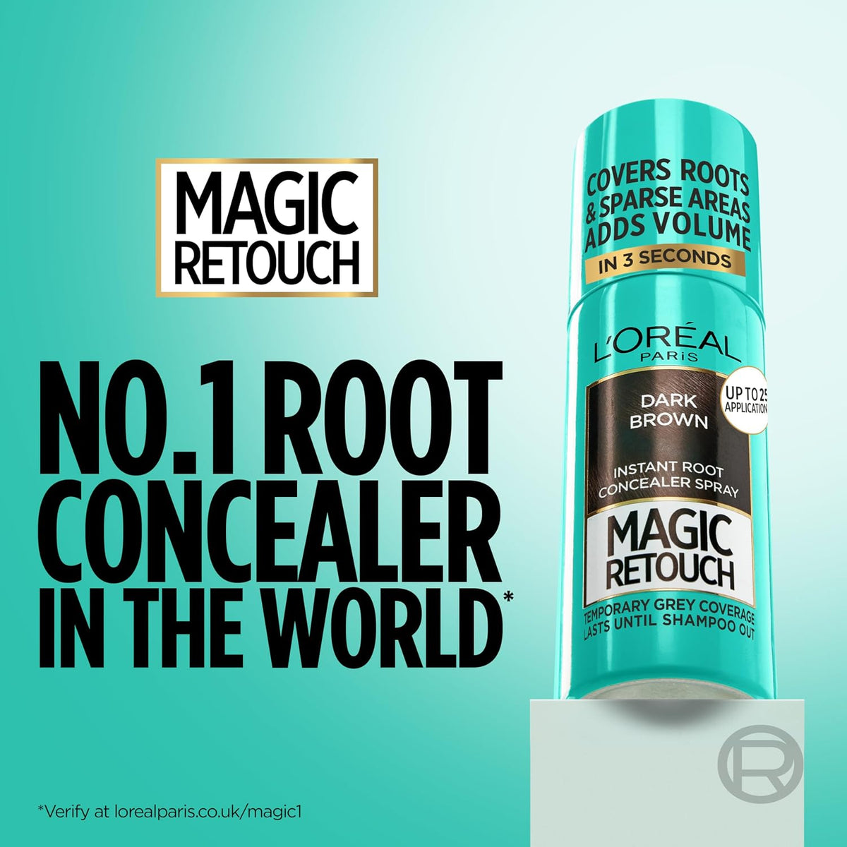 L'Oreal Paris Instant Root Concealer Spray, Ideal for Touching Up Grey Root Regrowth, Magic Retouch, 2 Dark Brown, 75ml