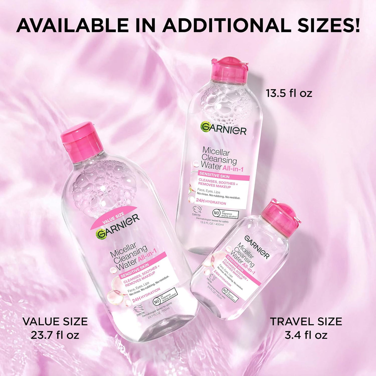 Garnier Micellar Water, Hydrating Facial Cleanser & Makeup Remover, Suitable for Sensitive Skin, Vegan, Cruelty Free, 13.5 Fl Oz (400mL), 1 Count Unscented 13.5