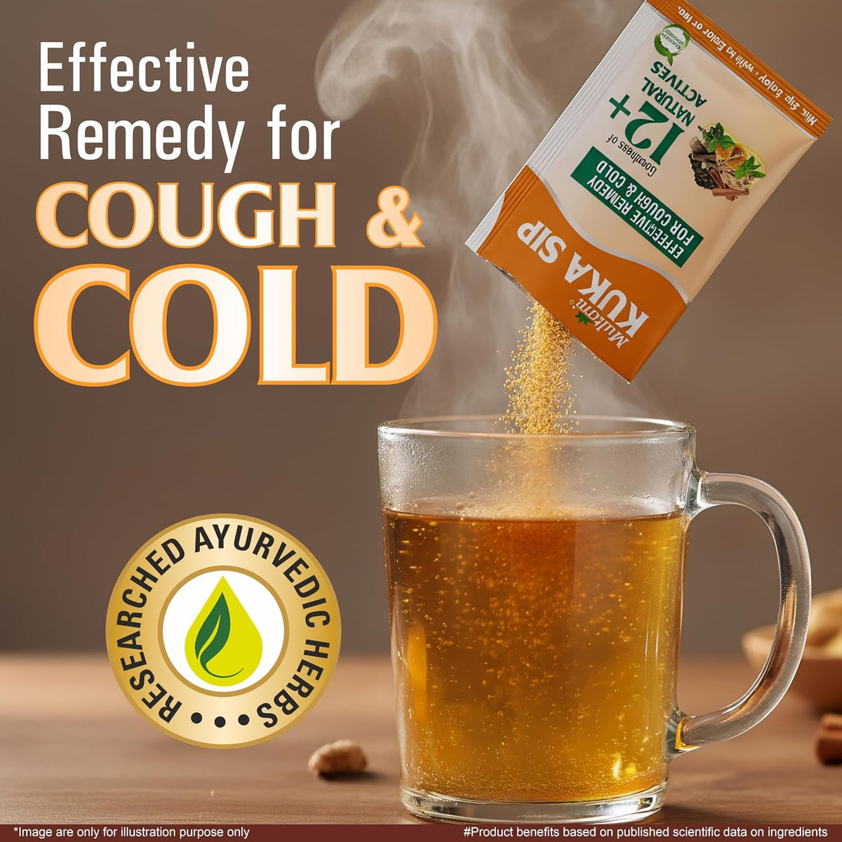 Multani Kuka Hot Sip | Ayurvedic Kadha Provides Instant Relief from Cough and Cold | Goodness of 12+ Natural Actives | (4gm*Pack of 30 Sachets) Kadha 146 g (Pac