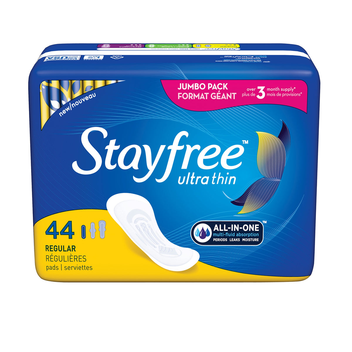Stayfree Ultra Thin Pads for Women, Regular - 44 Count