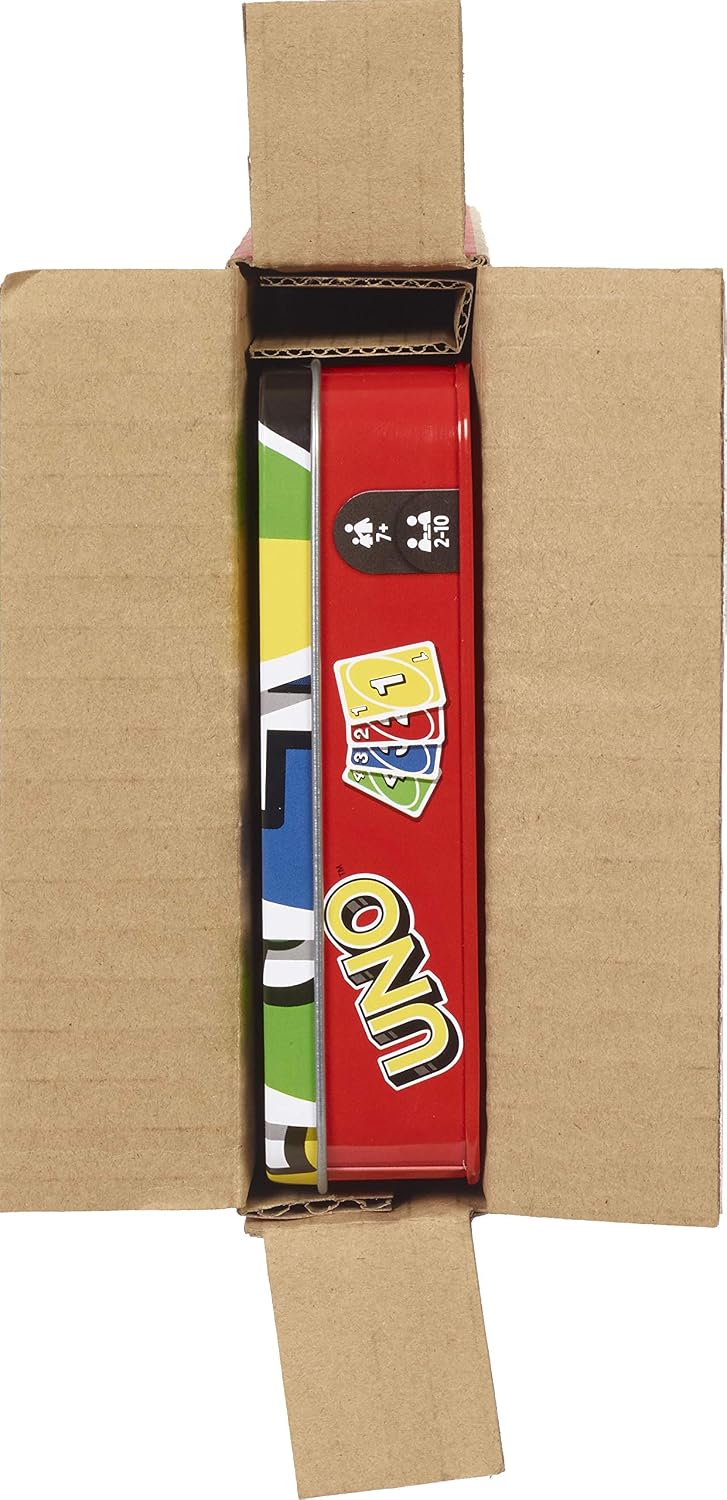 Mattel Games UNO Card Game with 2 Add On Packs with Storage Tin UNO w/Add-On Reverse + Stack Packs