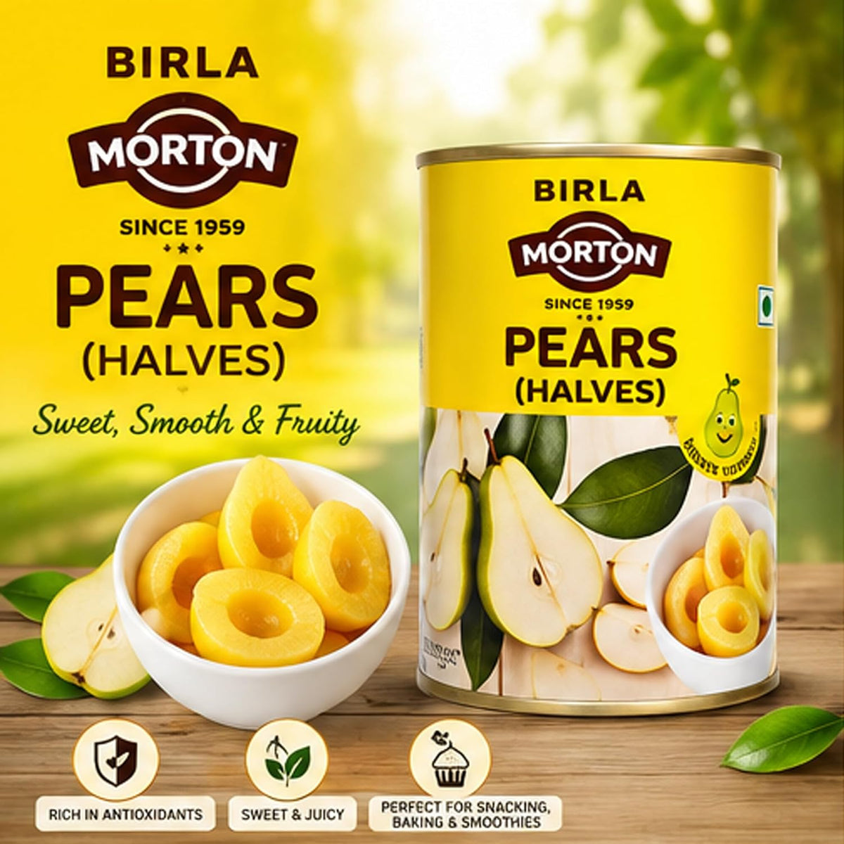 Morton By Birla Pears Halves 850 Gm Pack of 2 850 g (Pack of 2)
