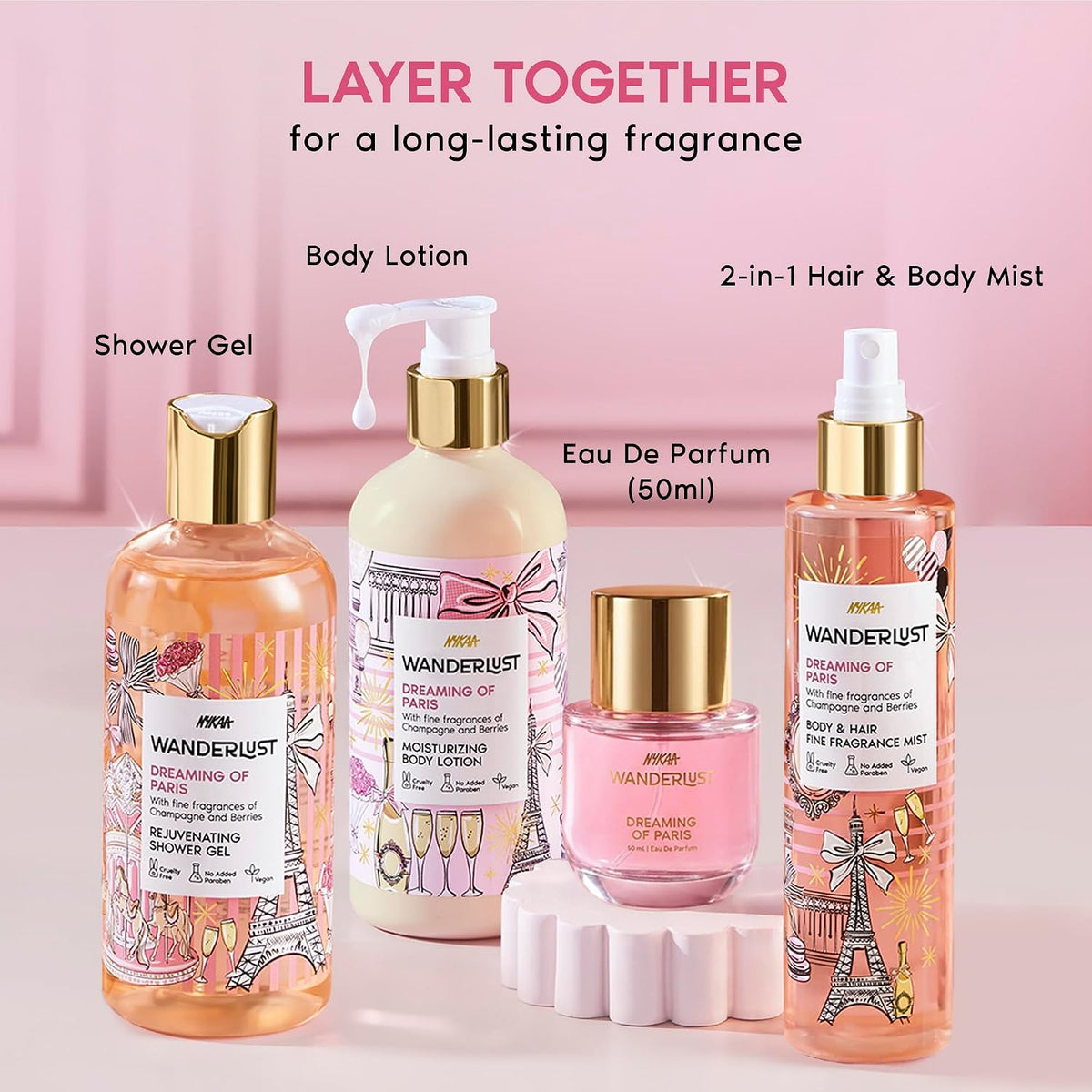 Nykaa Wanderlust Dreaming of Paris Fruity Perfume Body Wash, Champagne & Berries, Barrier Repair & Hydrating Shower Gel for Smooth & Soft Skin, Long-lasting Fra