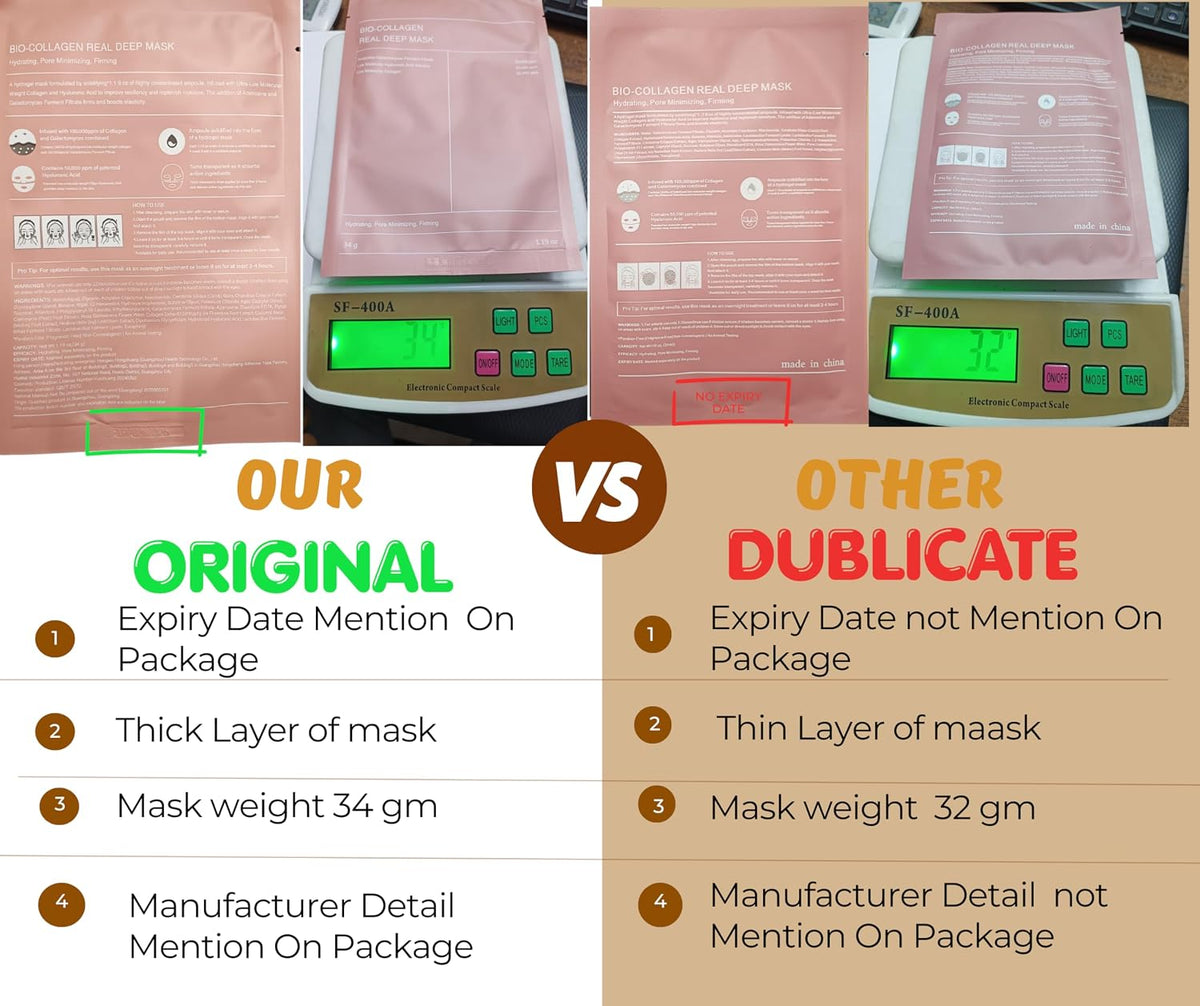 QERINKLE Pack of 4 Bio-Collagen Real Deep Mask, Hydrating Overnight Hydrogel Mask, Pore Minimizing, Elasticity, Plumping Improvement, Korean Skin Care, Valentin